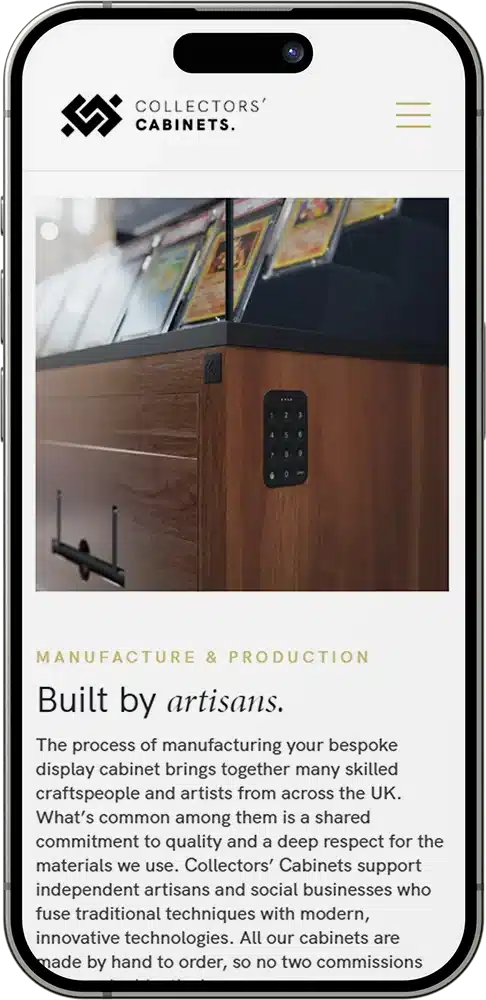 Collectors Cabinets Mobile Mockup
