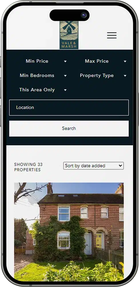 Vale & Marsh Website Design Mobile